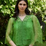 Wander Trail Green Embroidered Blouse