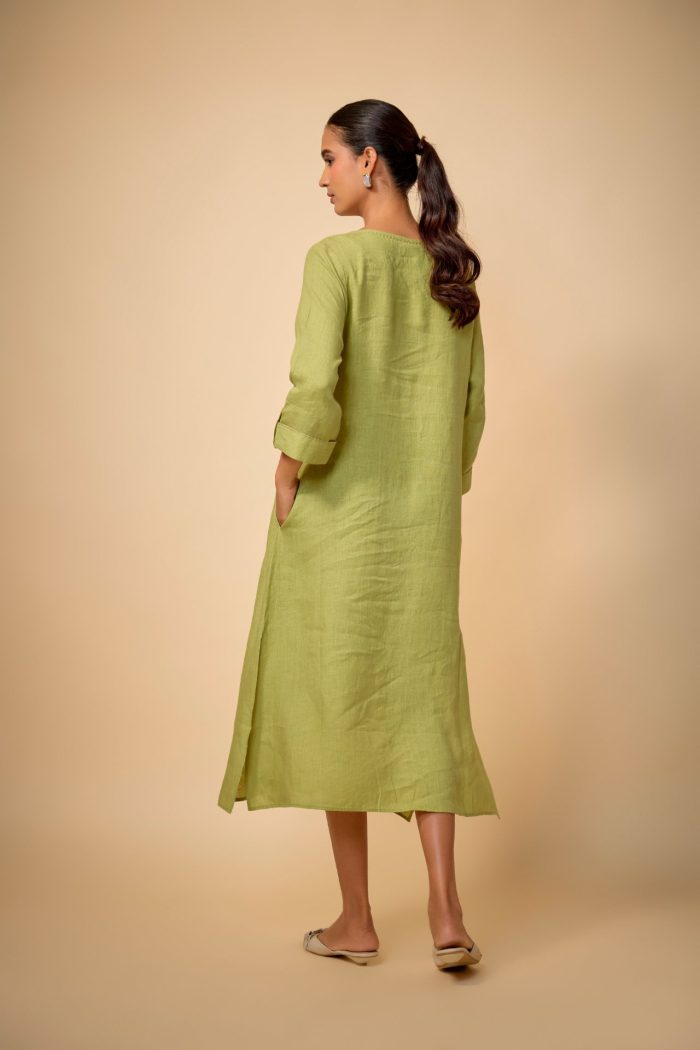Pista Green Floral Dress