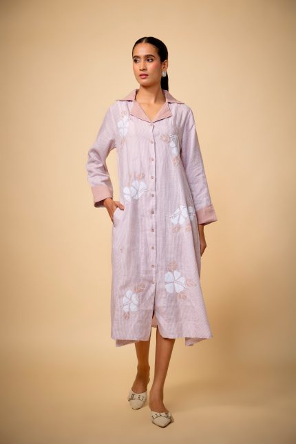 Pink Strip Linen Dress