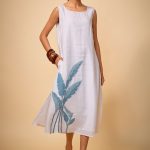 White Linen Palm Dress