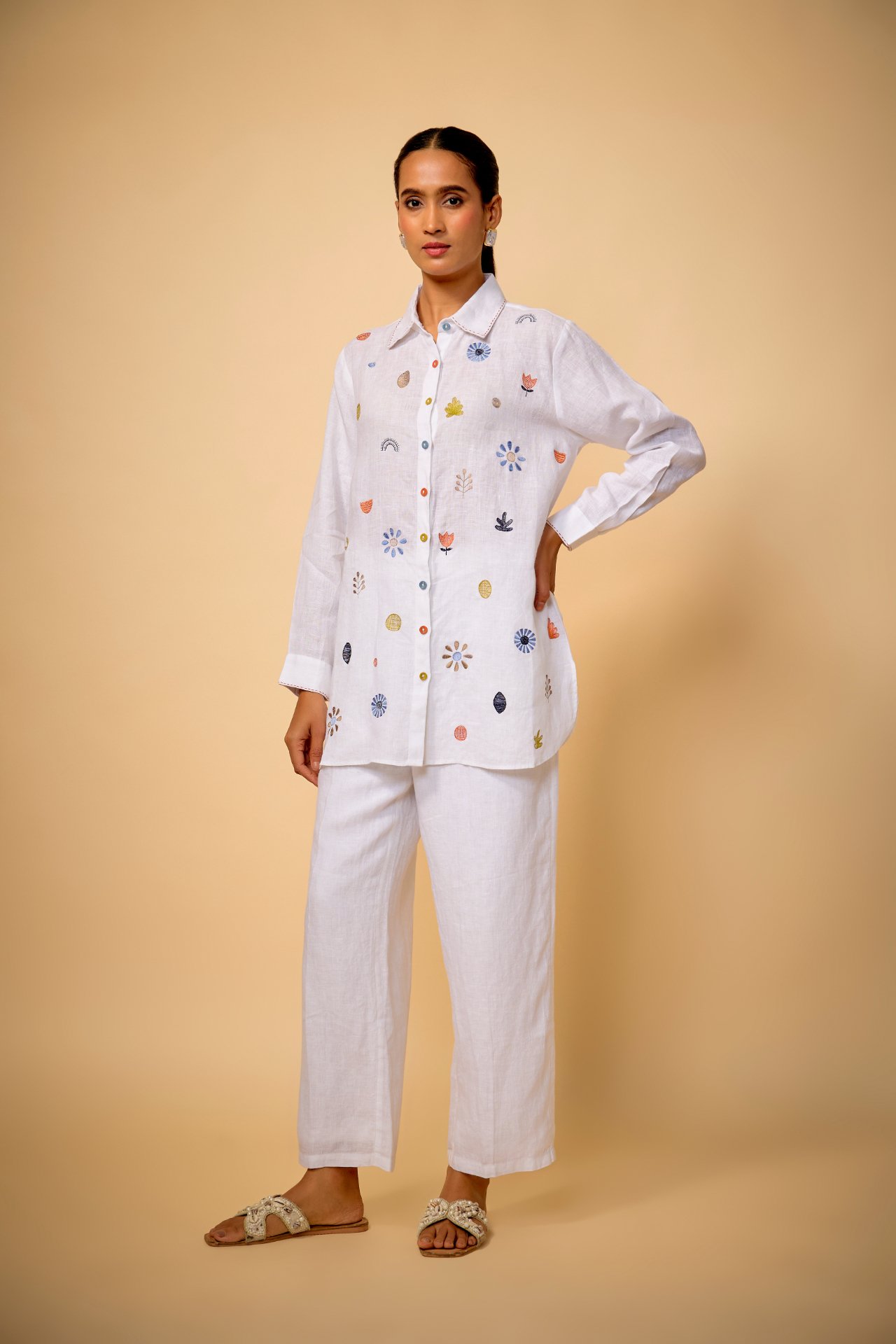 White Floral Shirt