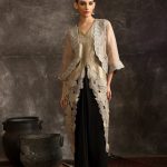 Oyester grey and black Jacket Skirt Set