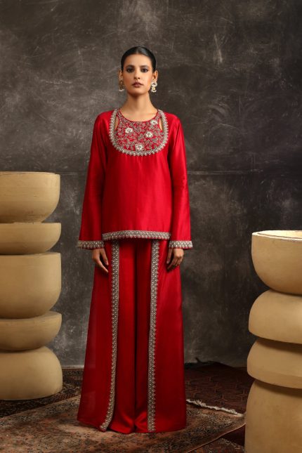 Red Flared Pant Set