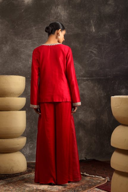 Red Flared Pant Set