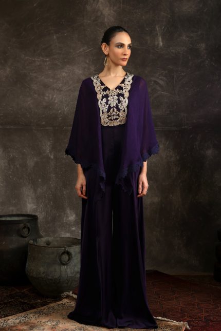 Purple Bat Winged Jumpsuit