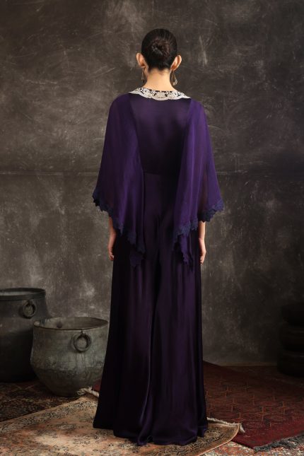 Purple Bat Winged Jumpsuit