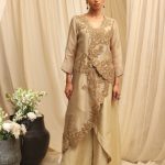 Oyester Beige Asymetric Angrakha Set