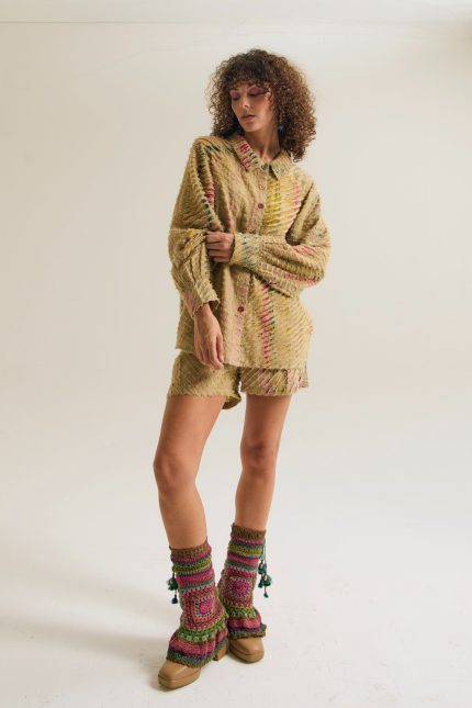 OLIVE GREEN PETUNIA SHIRT ECRU