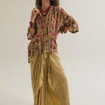 OLIVE GREEN GULMOHAR PLEATED SKIRT