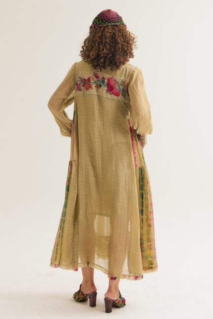OLIVE GREEN DELLA EMBROIDERED DRESS