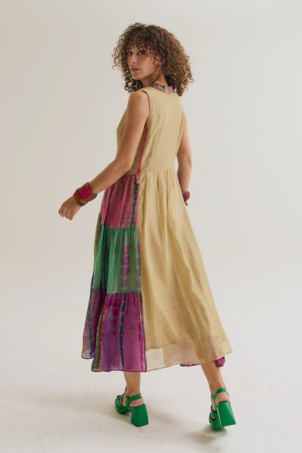 OLIVE GREEN IRIS UNEVEN DRESS
