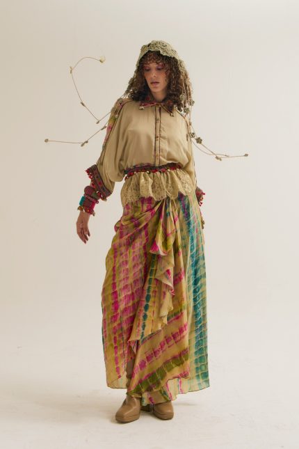 OLIVE GREEN ALICIA SHIRT AND DAHLIA SKIRT SET