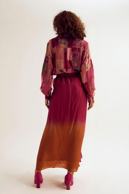 FUSCIA & ORANGE PAAKO SHIRT
 AND VINCA
 SKIRT SET