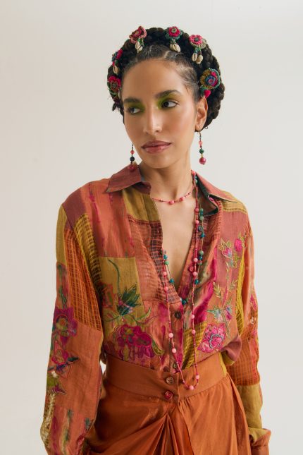 RUST ORANGE PAAKO
 PATCHWORK
 SHIRT
