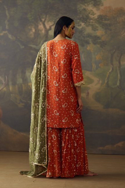 Orange Paisley inspired Garara Set