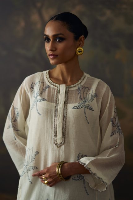 Off-white Bhandej inspired Kurta Set
