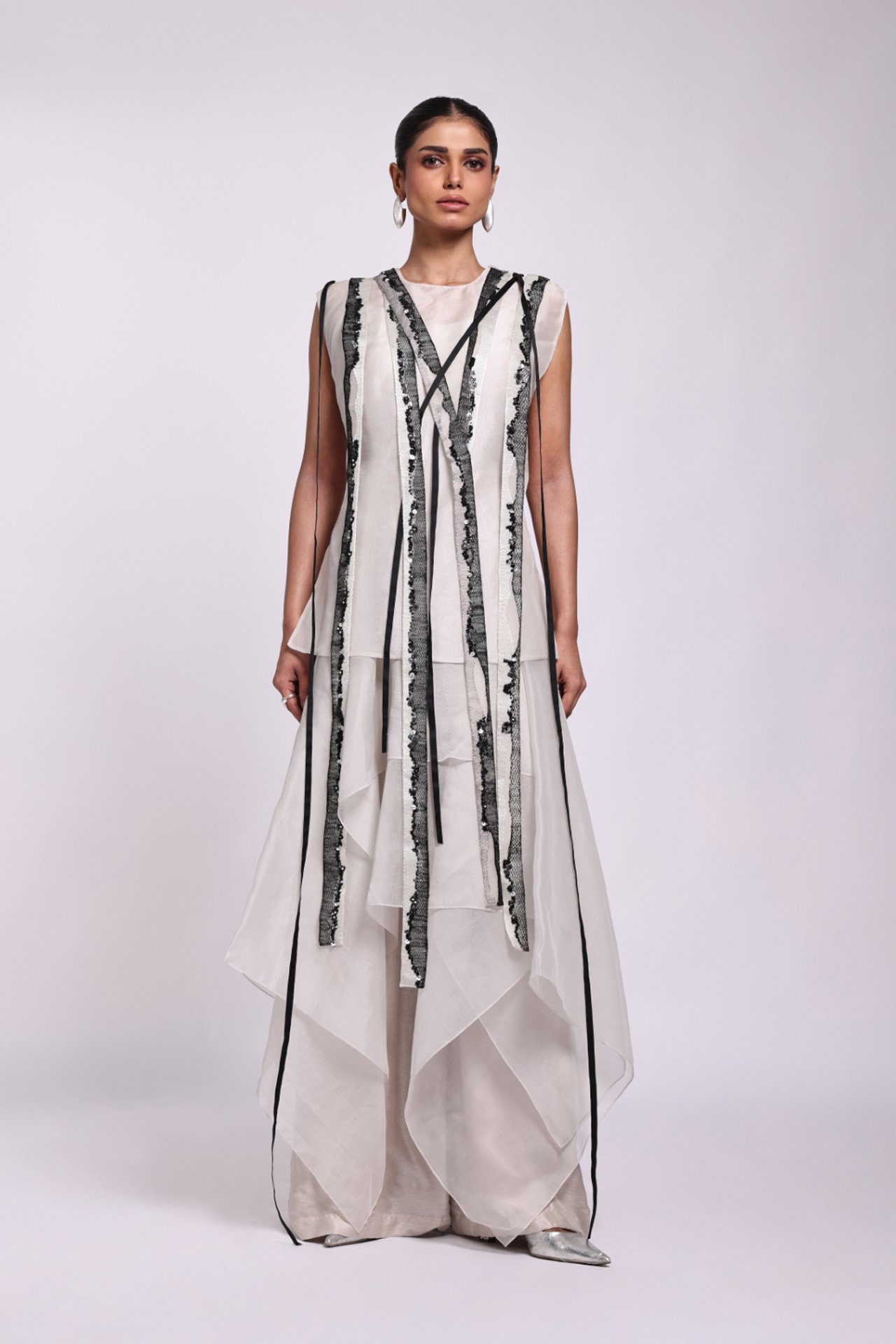 Grey Silk Jumpsuite Set