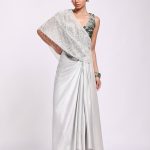 Grey Hand Embroidered Drape Skirt Set
