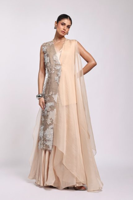Mushroom Beige Gown Set