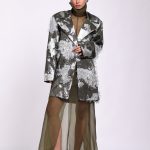 Dark Green Printed Blazer Set