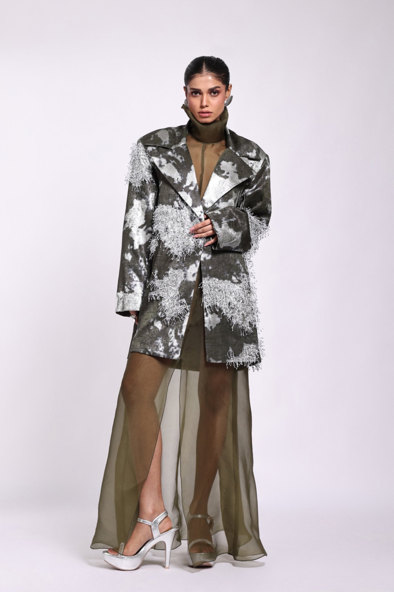 Dark Green Printed Blazer Set 1 Dark Green Printed Blazer Set