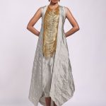 Grey Crushed Overlay Silk Dress