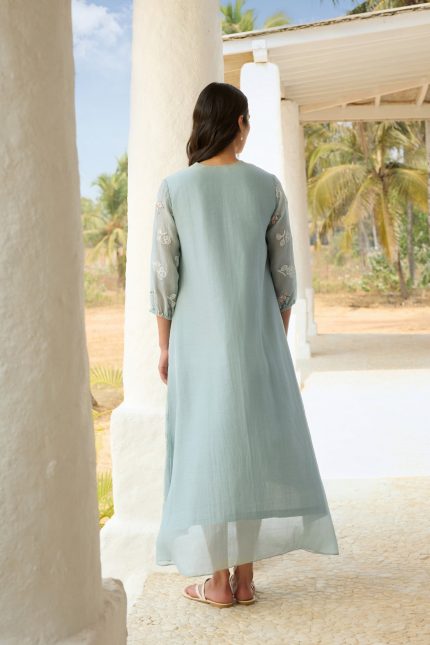 Sky Thread Embroidered Dress
