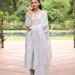 ICE BLUE VRINDA YOKE KURTA SET