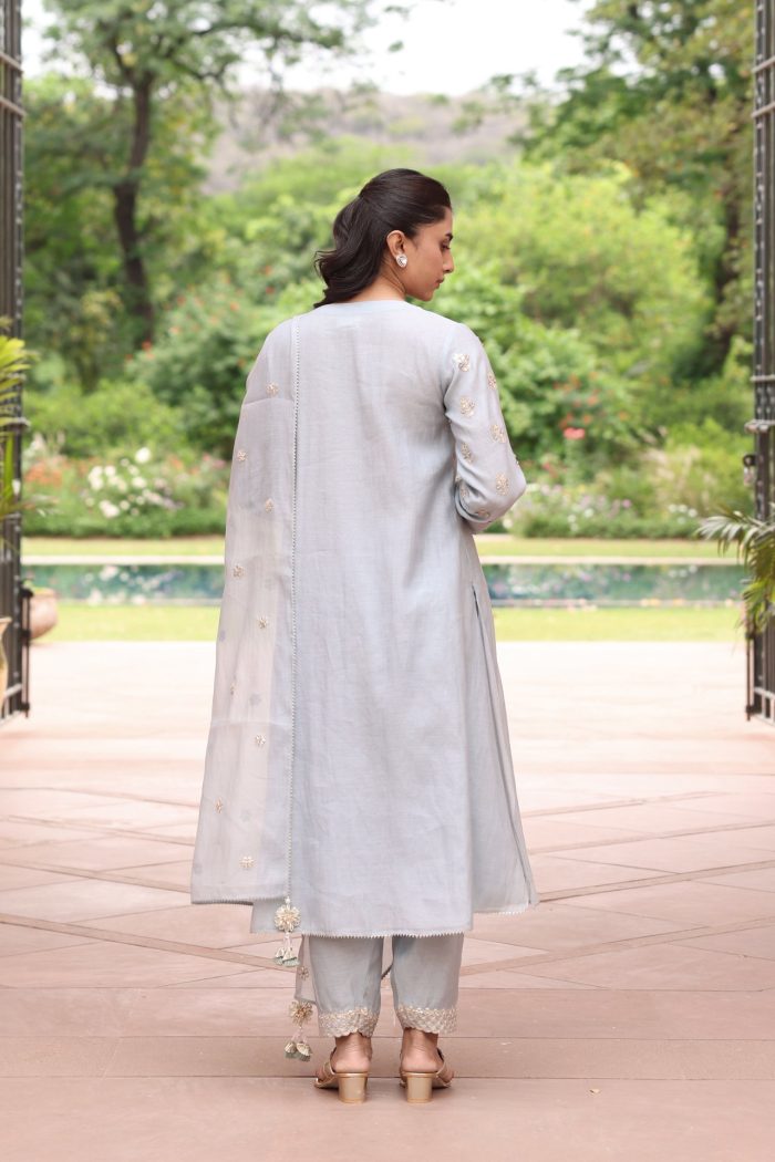 ICE BLUE VRINDA YOKE KURTA SET