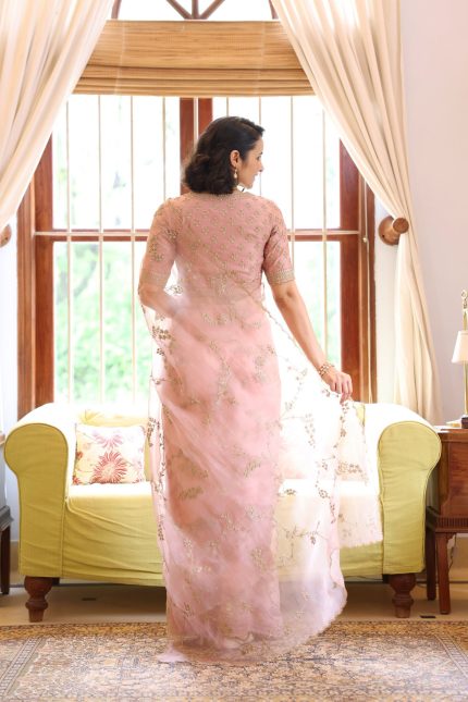 NOOR PINK VRINDA DORI SAREE SET