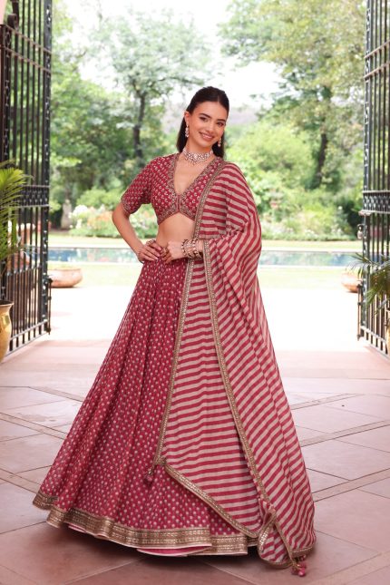 RED ANARGUL LEHENGA