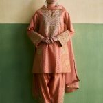 Peach Brocade Kurat Set
