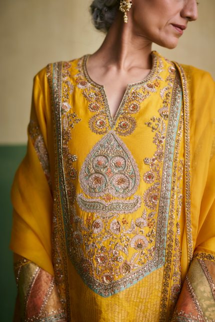 Yellow Long Phiran Kurta Set