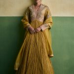 Mustard Brocade Anarkali Set