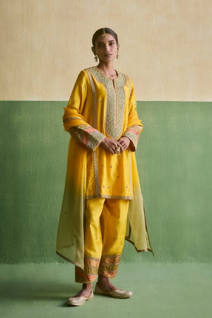 Yellow Embroidered Kurta Set
