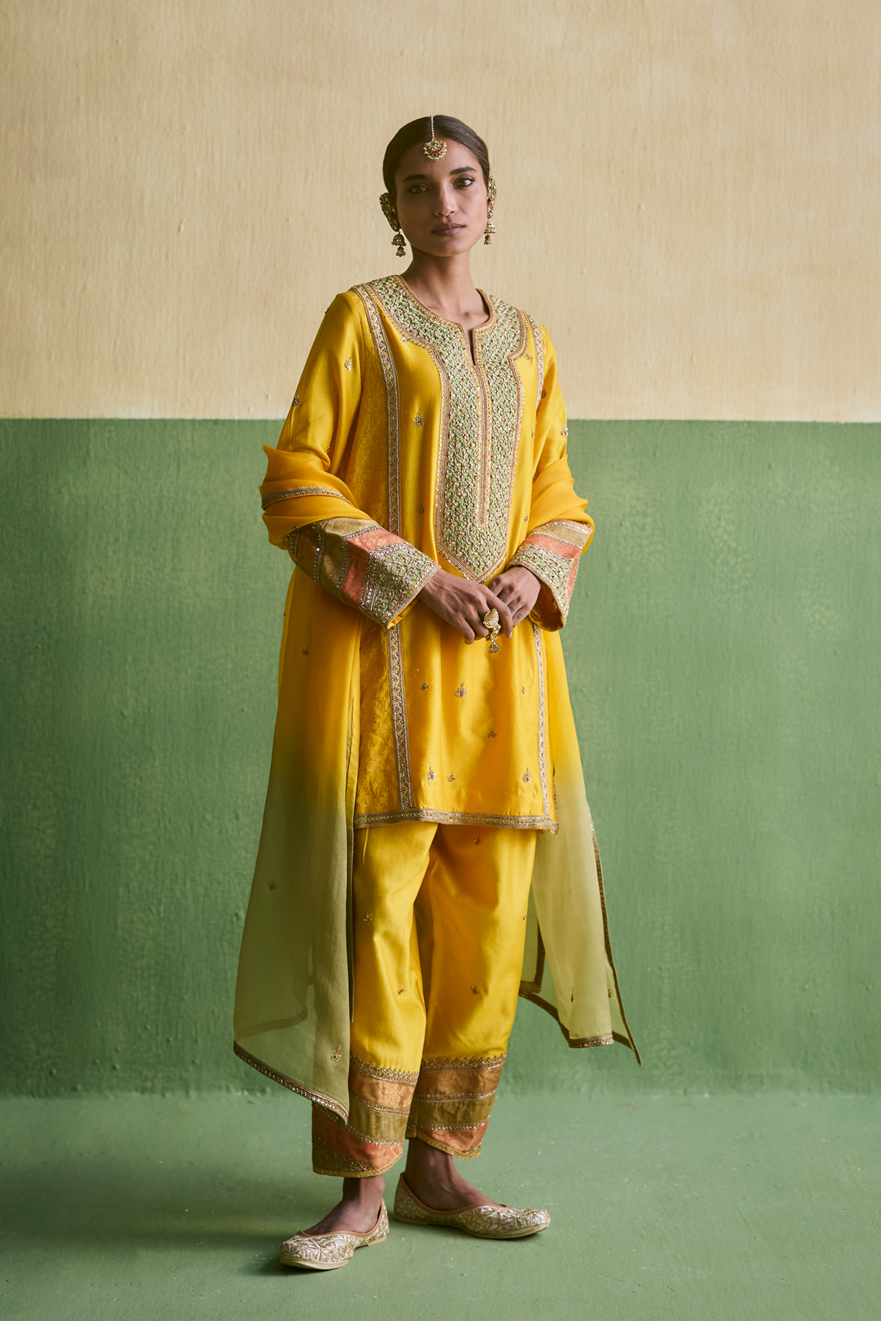 Yellow Embroidered Kurta Set 1 Yellow Embroidered Kurta Set