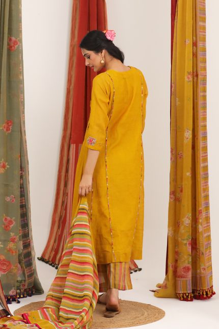 Mustard Yellow Kalidar Kurta Set