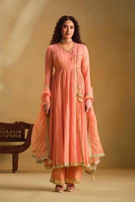 Pink Gota embroidered Anarkali Set