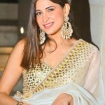 White Gota Embroidered Organza Saree Set
