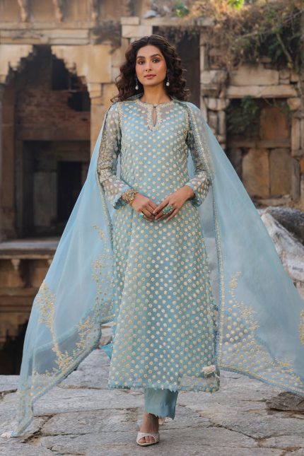 Light Blue Butti Kurta Set