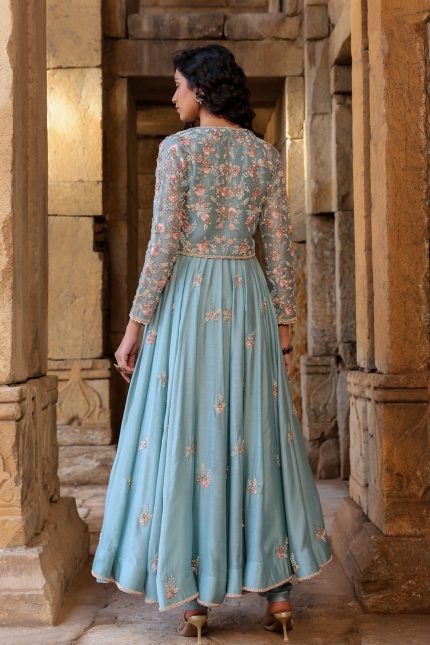 Light Blue Heavy Koti Anarkali Set