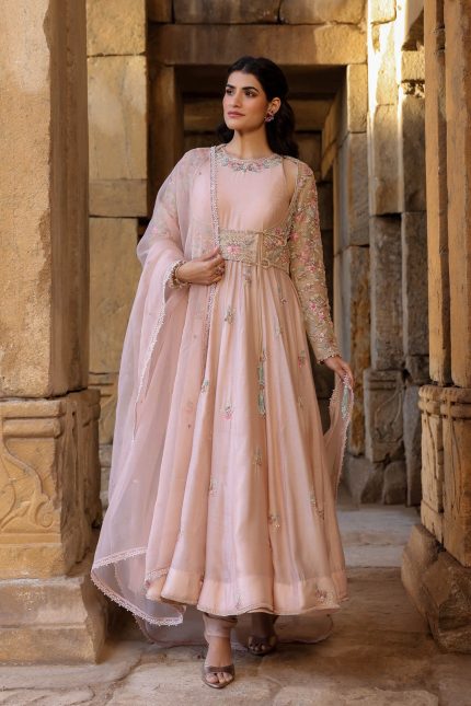 Light Pink Heavy Koti Anarkali Set