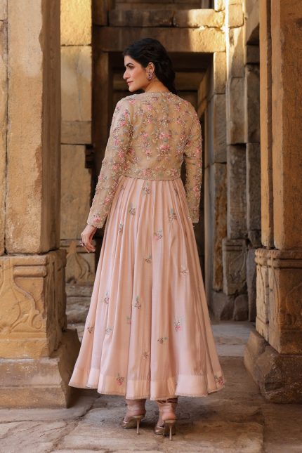 Light Pink Heavy Koti Anarkali Set