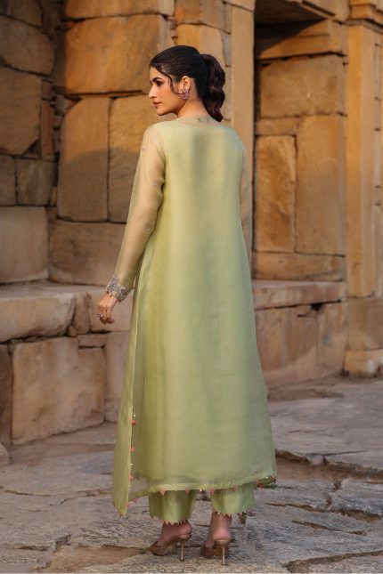 Green Heavy Neck Kurta Set