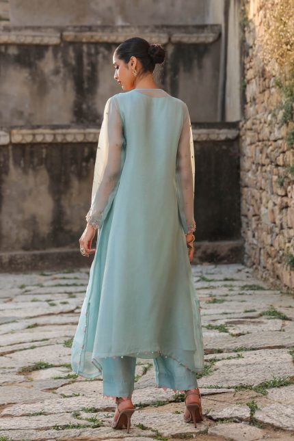 Light Blue Heavy Neck Kurta Set
