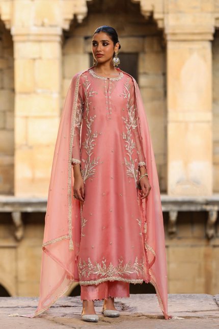 Pink Phool Patti Kurta Set