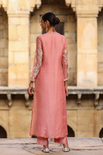 Pink Phool Patti Kurta Set