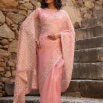 Pink Heavy Butti Jaal Saree Set