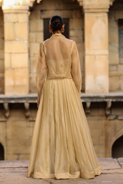Beige Jacket Lehenga Set