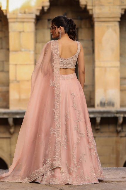 Light Pink Jaal Lehenga Set